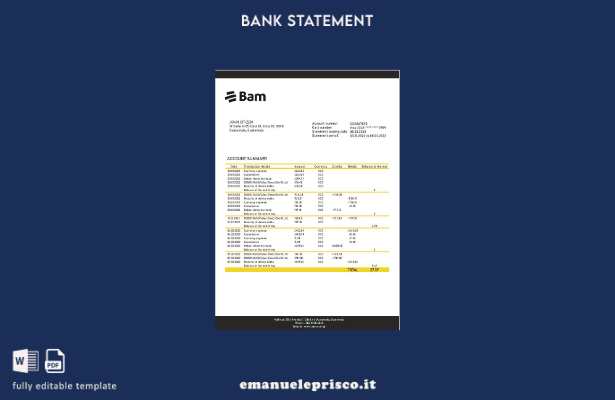 modello word di estratto conto bancario Guatemala Agromercantil in stile verific